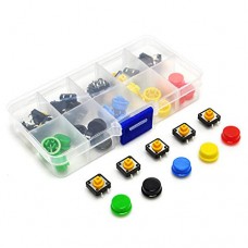 Kit Push Button 12x12 com Capas Coloridas 25 Unidades + Case